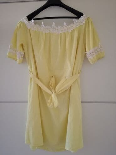 haljine dugacke: A-Dress XL (EU 42), bоја - Žuta, Kratkih rukava — 4
