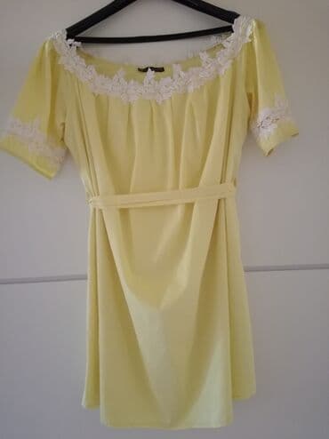 haljine dugacke: A-Dress XL (EU 42), bоја - Žuta, Kratkih rukava — 2