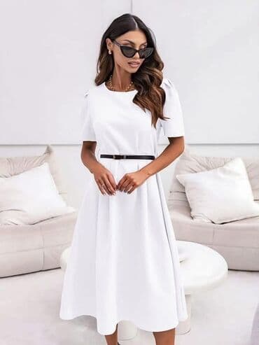 letnje elegantne haljine: One size, bоја - Žuta, Kratkih rukava — 6