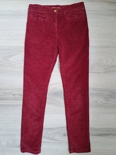 elegantne pantalone sa visokim strukom: 134-140, bоја - Bordo — 1