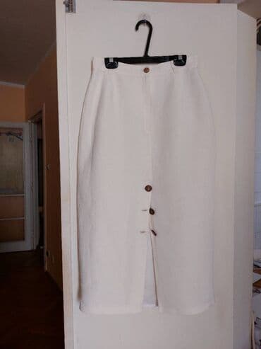 lanene pantalone za zene: XL (EU 42), Midi, bоја - Bela — 2