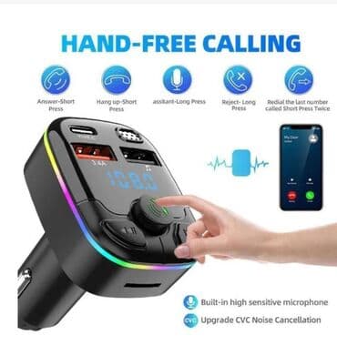 Audio oprema za auto: MP3 player Bt 5.0 brzi punjač 3.1A hands-free ambijen svetlo — 2