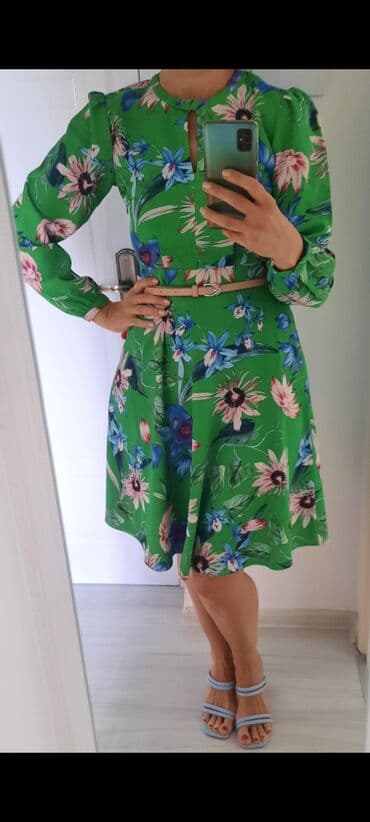 mona zelena haljina: H&M M (EU 38), bоја - Zelena, Večernji, maturski, Dugih rukava — 4