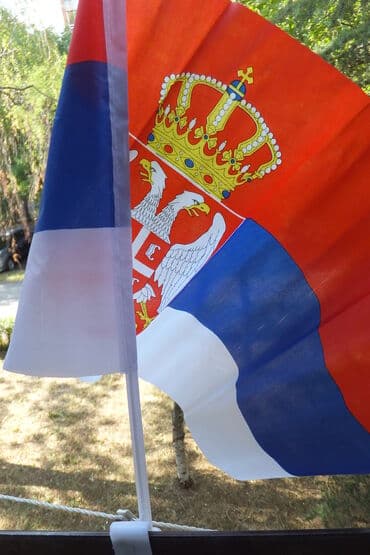 srpska i ruska zastava: Zastava Srbije za automobil - sa barjakom 43 x 30 cm Zastava Srbije za — 1