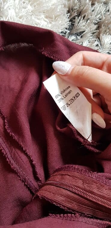 lanene pantalone za zene: M (EU 38), Jednobojni, bоја - Bordo — 4