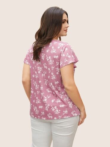 Bluze: 4XL (EU 48), Cvetni, bоја - Roze — 4