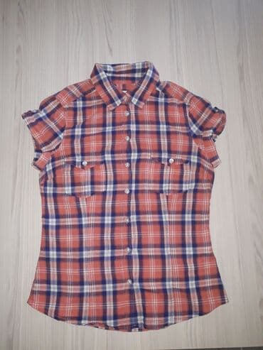 srebrna tunika: H&M, M (EU 38), Pamuk, Karirani, bоја - Crvena — 1