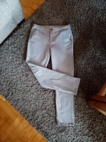 srebrne pantalone: M (EU 38), Normalan struk, Čino — 3