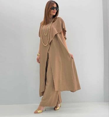 crvene pantalone zenske kombinacije: 3XL (EU 46), Jednobojni, bоја - Braon — 3