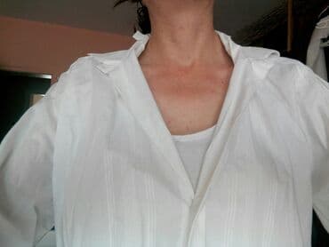 midi haljine h m: Košulja Na duge rukave, M (EU 50), A-Dress, bоја - Bela, Pamuk — 1