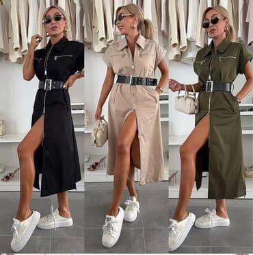Haljine: Zara One size, bоја - Maslinasto zelena, Kratkih rukava — 2