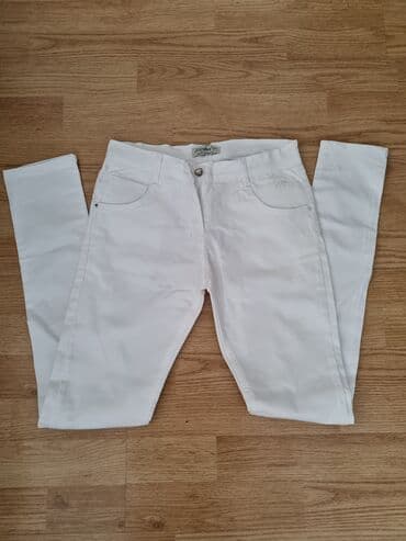 pantalone s: Bele ženske pantalone uskog kroja, pogodne za svakodnevno nošenje — 2