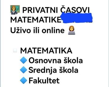 zena za pomoc u kuci beograd: Nudim privatne časove matematike za pripremu male mature, prijemnih — 3