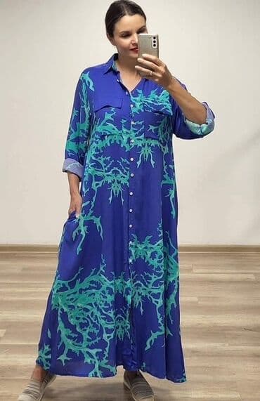 turske duge haljine: One size, bоја - Zelena, Oversize, Dugih rukava — 4