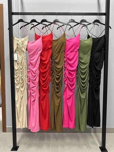 letnje elegantne haljine: One size, bоја - Zelena, Večernji, maturski, Na bretele — 3