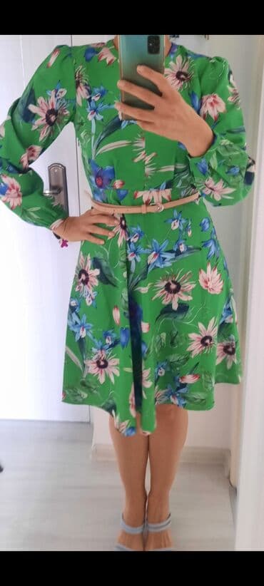 mona zelena haljina: H&M M (EU 38), bоја - Zelena, Večernji, maturski, Dugih rukava — 2