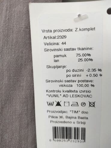 Kostimi: 2XL (EU 44), Pamuk, Jednobojni, bоја - Siva — 7