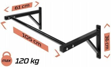 Ostale sprave za vežbanje: Zidno vratilo 120 kg Zidna šipka za zgibove crne boje, dizajnirana za