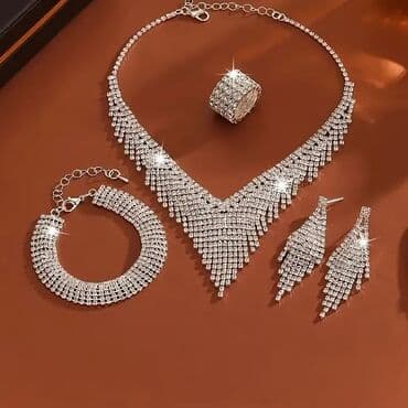 minđuše hirurški čelik: Set: Minđuše, Narukvica, Ogrlica, Materijal: Hirurški čelik — 7