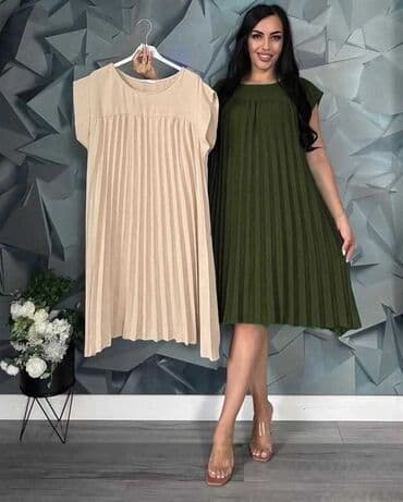 letnje elegantne haljine: 4XL (EU 48), 5XL (EU 50), 6XL (EU 52), bоја - Zelena, Oversize, Kratkih rukava — 1