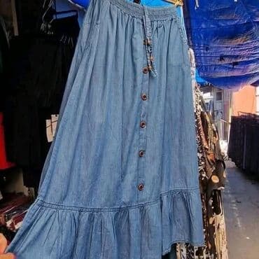 duga teksas suknja: 5XL (EU 50), Maksi, bоја - Tamnoplava — 1