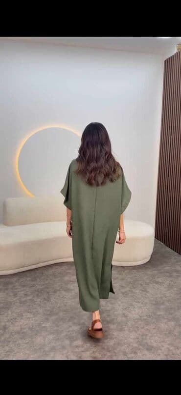 haljine sa spustenim strukom: 3XL (EU 46), bоја - Zelena, Oversize, Kratkih rukava — 2