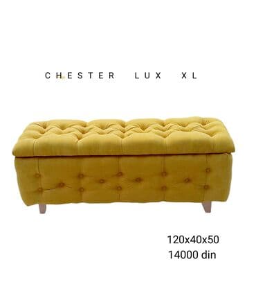 Ostali nameštaj: Tabure "Chester Lux XL" u žutoj boji, dimenzija 120x40x50 cm, idealan