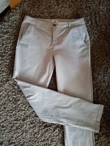 srebrne pantalone: M (EU 38), Normalan struk, Čino — 2