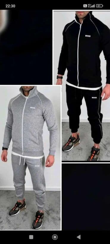 tech fleece beograd: Muška sportska trenerka, dostupna u crnoj i sivoj boji, sa kontrastnim — 1