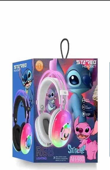 bluetooth slusalice za decu: Stereo slušalice Stitch AH-980 sa RGB osvetljenjem. Slušalice imaju — 2