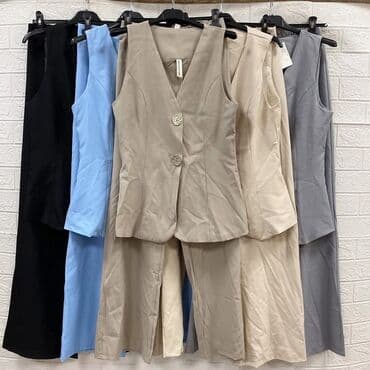 prsluk i pantalone komplet: One size, Poliester, Jednobojni, bоја - Crna — 4