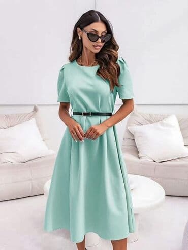 letnje elegantne haljine: One size, bоја - Žuta, Kratkih rukava — 4