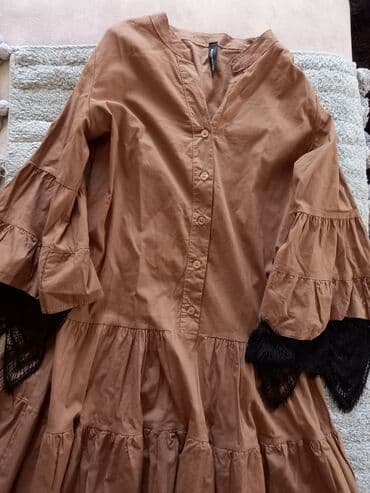 tamno braon kosa: One size, bоја - Braon, Oversize, Dugih rukava — 3