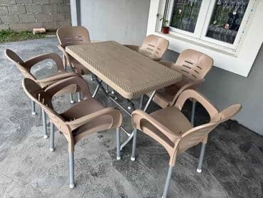 dimenzije barskih stolica: Bastenski set ! Sto sa četiri ili sest stolice dimenzija stola 120x70 — 10