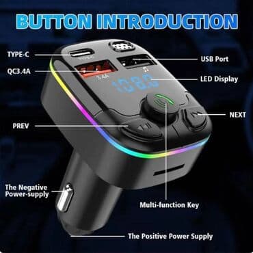 Audio oprema za auto: MP3 player Bt 5.0 brzi punjač 3.1A hands-free ambijen svetlo — 6