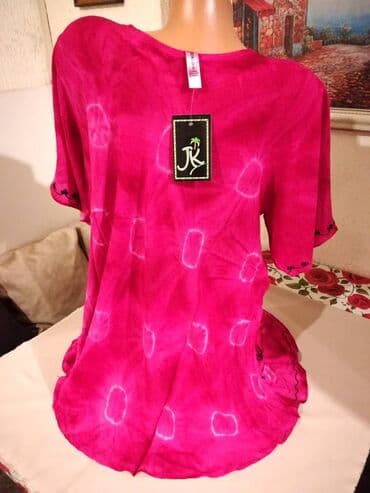 pantalone i tunike za punije: 2XL (EU 44), Viskoza, Cvetni, Jednobojni, bоја - Roze — 5