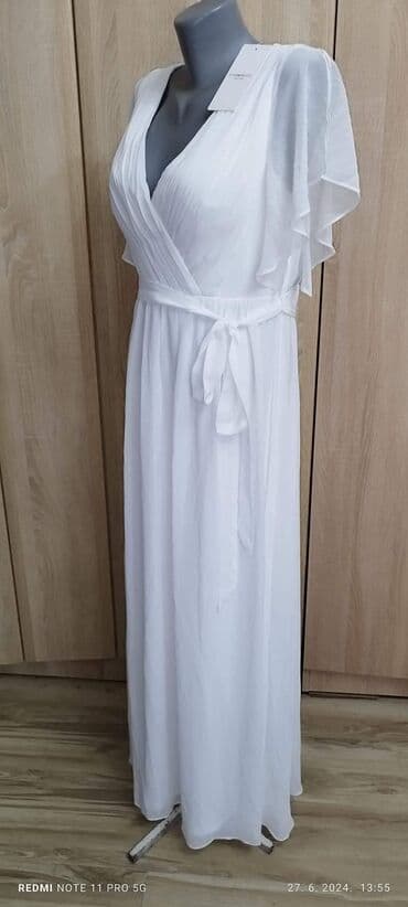 svecana haljina s: 2XL (EU 44), bоја - Bela, Večernji, maturski, Kratkih rukava — 6
