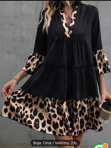 crna haljina duga: 2XL (EU 44), bоја - Crna, Oversize, Dugih rukava — 3