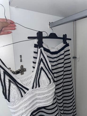 zenski kompleti sako i pantalone cene: One size, Prugasti, bоја - Bela — 2