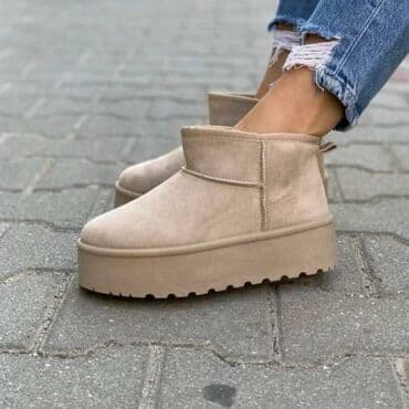 turska kozna obuca: Ugg mini čizme, bоја - Bež, 41 — 1