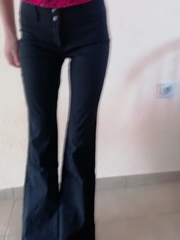 jednobojne pantalone: S (EU 36), Normalan struk, Zvoncare — 3