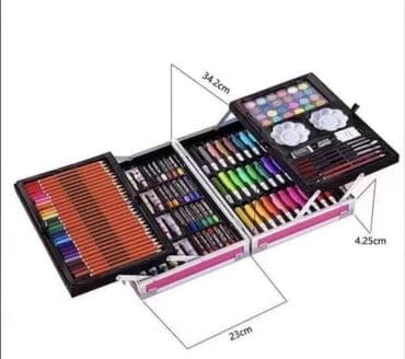 baletanke 28: Set za crtanje u metalnom koferu roze i plavi Set za crtanje u — 4