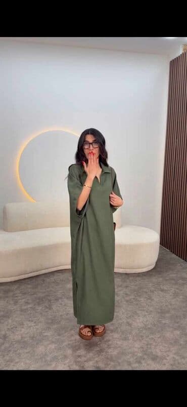 haljine sa spustenim strukom: 3XL (EU 46), bоја - Zelena, Oversize, Kratkih rukava — 1