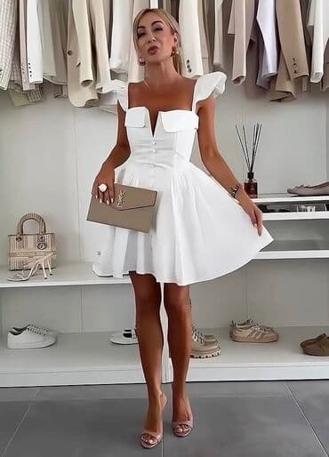 Haljine: One size, bоја - Bela, Oversize, Na bretele — 1