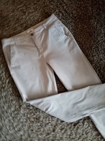 srebrne pantalone: M (EU 38), Normalan struk, Čino — 1