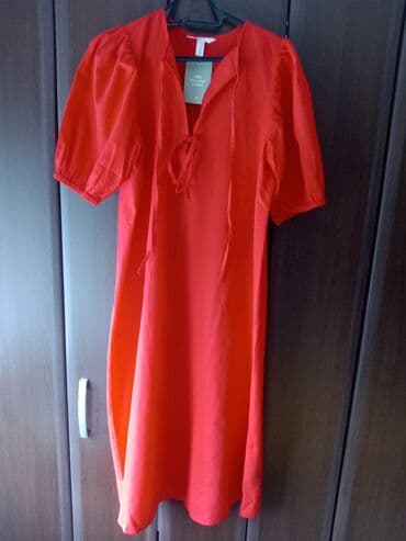 zara lanene pantalone: H&M M (EU 38), bоја - Crvena, Kratkih rukava — 6