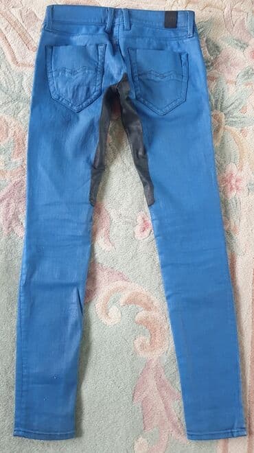 skinny fit farmerke: Replay skinny jeans waxed, voskirane farmerke, original. Plava boja — 9