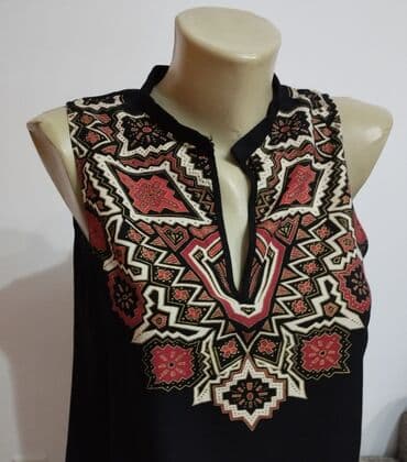 zara bluzice: H&M, M (EU 38), Viskoza, Geometrijski, bоја - Crna — 3