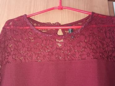 čipkane bluze: XL (EU 42), Poliester, Jednobojni, bоја - Bordo — 3