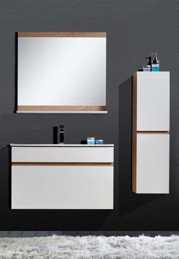 Komode: Kupatilski set Nordic Umivaonik 75x47x40cm(bez baterije) Ogledalo — 1